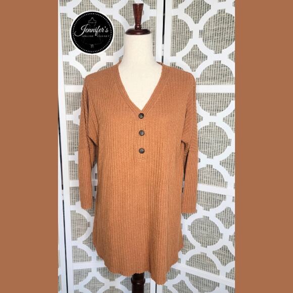 Natural Reflections Sweaters - Natural Reflections Rust Basket Weave Raglan Sleeve Lightweight Sweater Size M